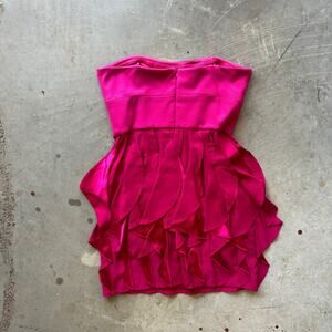 Cynthia Steffe Zoe Cerise Strapless Ruffle Dress Women's 8 Pink Cocktail Dress